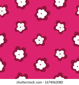 Simple vintage background. Pink background, white flowers. The print is well suited for textiles, banners and Wallpaper.