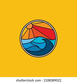 Simple vintage beach scenery logo