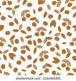 
Simple vintage berry pattern. abstract brown cherry on a white background. Fashionable print for textiles, wallpaper and packaging.