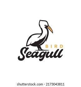 simple vintage bird seagull logo design vector graphic symbol icon illustration creative ide