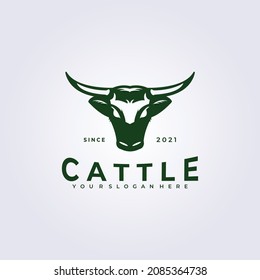 simple vintage cattle and livestock logo vector illustration design