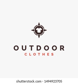 Simple vintage compass logo icon with t-shirt or clothes in the middle logo design inspiration
