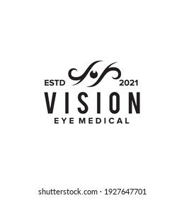 Simple vintage eye logo design vector template