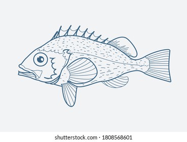 Una simple ilustración de pescado vintage 