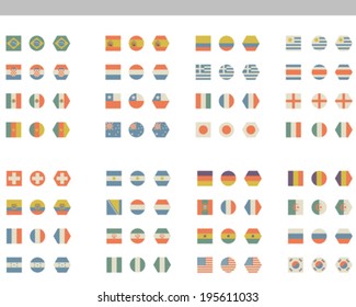Simple and vintage flags for the world brazil