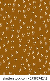 Simple vintage floral pattern. Small white flowers. Brown background. Vector pattern. Fashionable print for Wallpaper, wrapping, textile