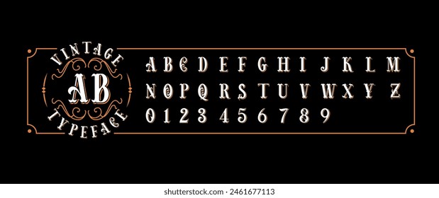 Simple Vintage Font upper case, and numbers, for logo and packaging design, short phrases, or headlines. font vector.