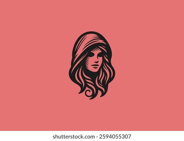 Simple Vintage Hooded Woman Logo – A minimalist hooded woman with a vintage touch, symbolizing mystery and wisdom.