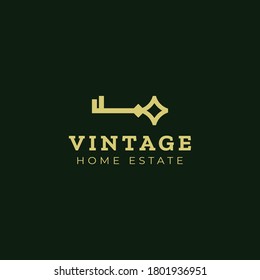 simple vintage keys - home state - logo design concept for corporate, business, and company with simple, elegant, and modern styles on dark green background