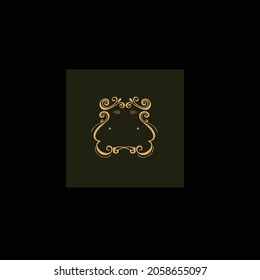 Simple vintage label floral scrollwork vector