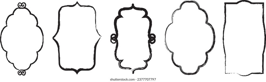 
 simple vintage labels, vector illustration. Blank frames of various shapes. Elegant black and white background. Simple retro elements for your design.
