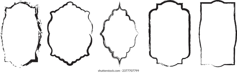
 simple vintage labels, vector illustration. Blank frames of various shapes. Elegant black and white background. Simple retro elements for your design.
