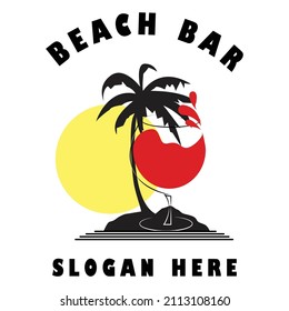 Simple vintage logo design of beach cafe or bar. 