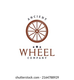 Simple Vintage Logo Wooden Cart Caravan Wheel