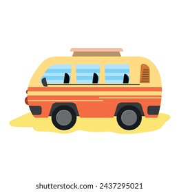 Simple vintage minibus vector illustration isolated on white background.