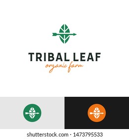 Simple Vintage Modern Leaf Arrow Country Farm Land logo design