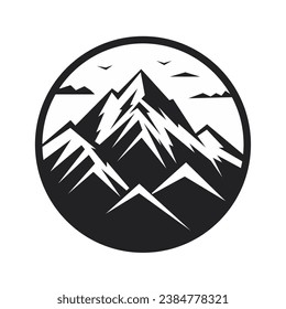 Simple vintage mountain round logo, icon element for template