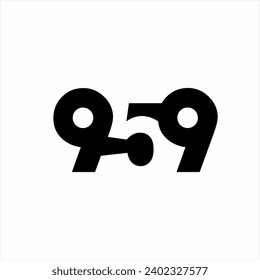 Simple vintage number 959 logo design with number 5 in negative space.