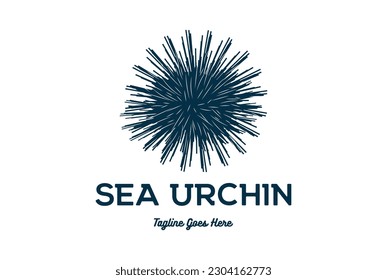 Logo Simple Vintage Ocean Urchin Logo Diseño Icono Ilustración Vector de imágenes