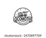 Simple vintage old locomotive train logo design template illustration.
