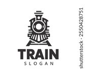 Simple vintage old locomotive train logo design template
