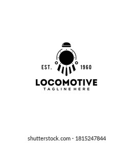 Simple vintage old locomotive train  logo design template illustration