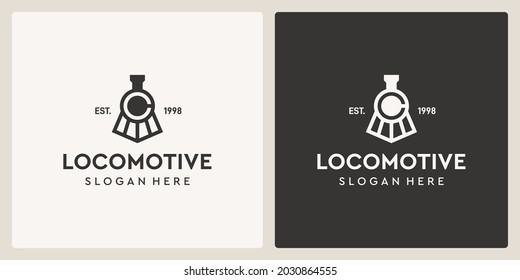 Simple vintage old locomotive train and letter c logo design template.