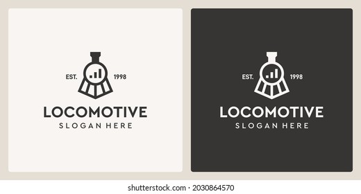 Simple vintage old locomotive train and investment logo design template.