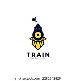 Simple vintage old locomotive train logo design template illustration