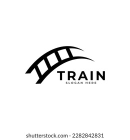 Simple vintage old locomotive train logo design template illustration