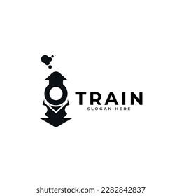 Simple vintage old locomotive train logo design template illustration