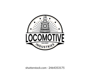 Ilustración de Plantilla de diseño de logotipo de locomotora vieja vintage simple.