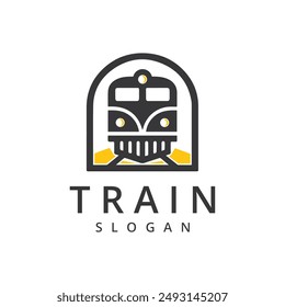 Simple vintage old locomotive train logo design template