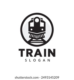 Simple vintage old locomotive train logo design template