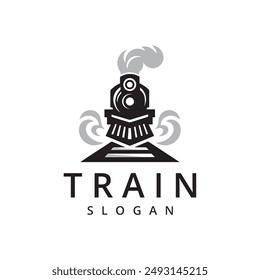 Simple vintage old locomotive train logo design template