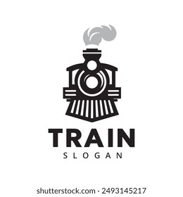 Simple vintage old locomotive train logo design template