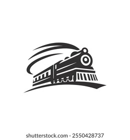 Simple vintage old locomotive train logo design template
