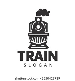 Simple vintage old locomotive train logo design template
