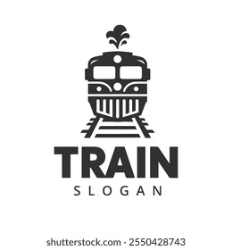 Simple vintage old locomotive train logo design template
