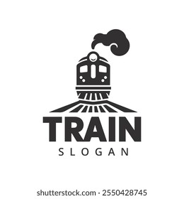 Simple vintage old locomotive train logo design template
