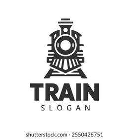 Simple vintage old locomotive train logo design template
