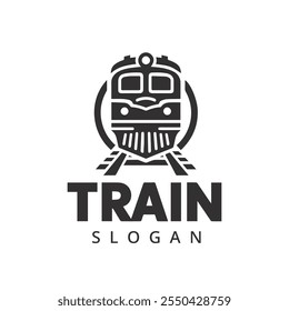 Simple vintage old locomotive train logo design template
