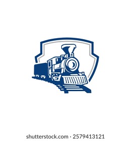 Simple vintage old locomotive train logo design template illustration.EPS 10