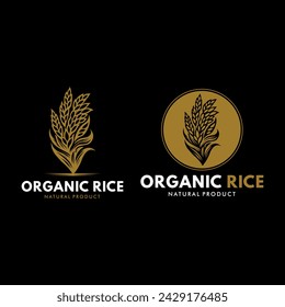 simple and vintage organic rice logo