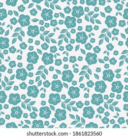 Patrón vintage simple. Flores azules. Fondo blanco. Textura vectorial. Impresión de moda para papel pintado y textiles.