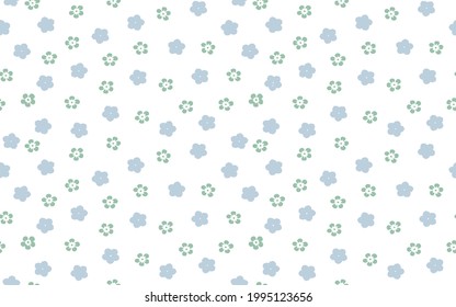 Simple vintage pattern of flowers. white background, blue and green little flowers. The print is well suited for textiles,Wallpaper,banners and packaging.