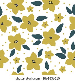 Einfaches Vintage-Muster. Große Senfblumen. Weißer Hintergrund. Vektorstruktur. Modedruck für Tapeten und Textilien.