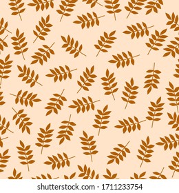 Simple vintage pattern. Light background, red plants, leaves . The print is well suited for textiles, Wallpaper and packaging.