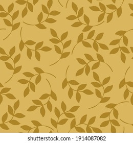 simple vintage pattern . mustard background. dark mustard plant ornament leaves. vector texture. trend print for wallpaper and textiles.