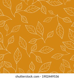 Patrón vintage simple. fondo terracota. contorno blanco de las hojas. Textura vectorial. Impresión de moda para textiles y papel pintado.